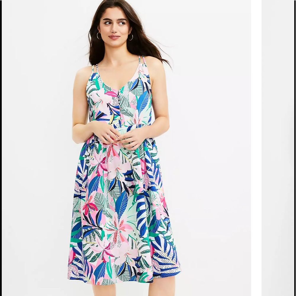 Palm Double Strap Midi Dress-NWT